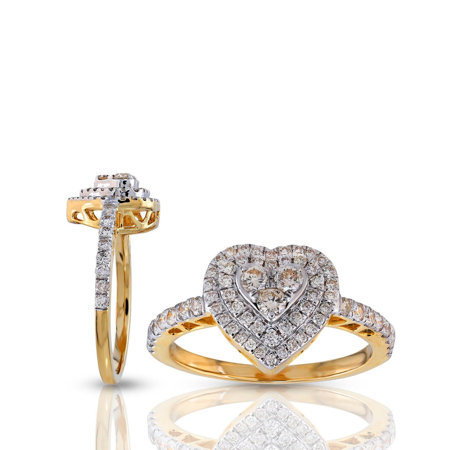 10KT Yellow Gold Romantic Heart Frame Diamond Ring By Truth Jewel