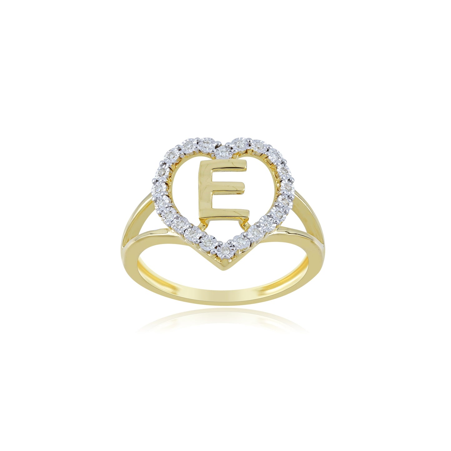 10K Yellow Gold Heart Initial Letter Ring By Truth Jewel