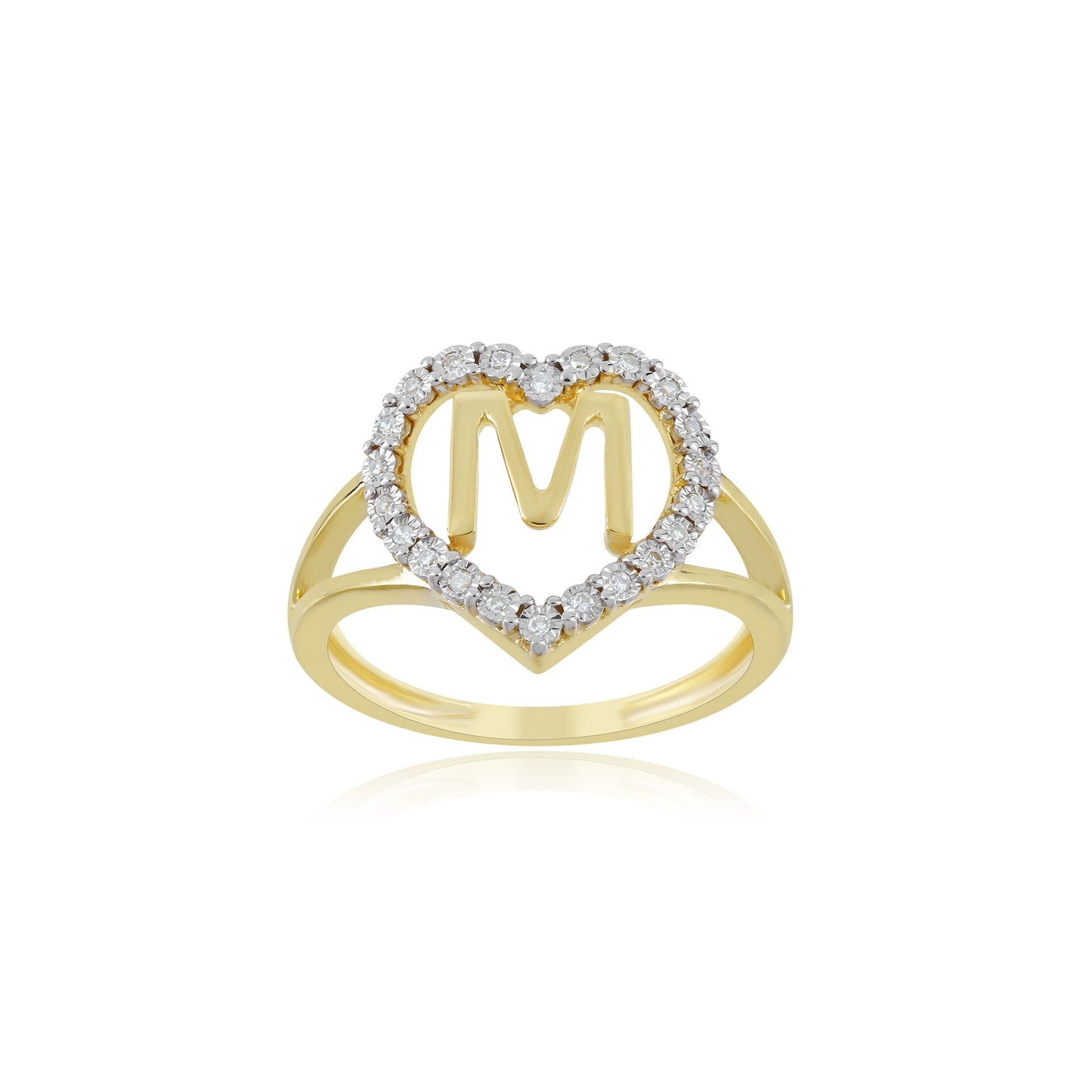 10K Yellow Gold Heart Initial Letter Ring By Truth Jewel