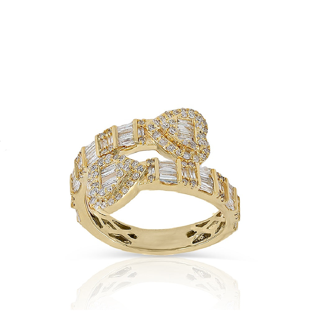 10KT Yellow Gold Interlocked Heart Diamond Statement Ring By Truth Jewel