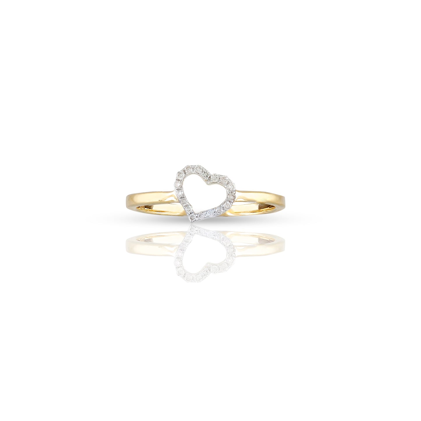 14k Yellow Gold Heart Diamond Ring