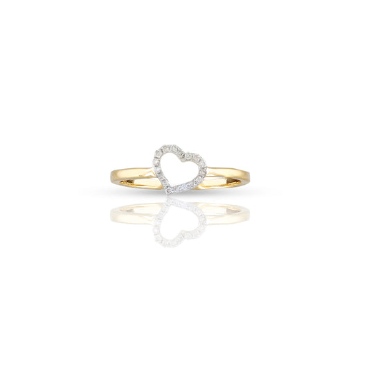 14k Yellow Gold Heart Diamond Ring