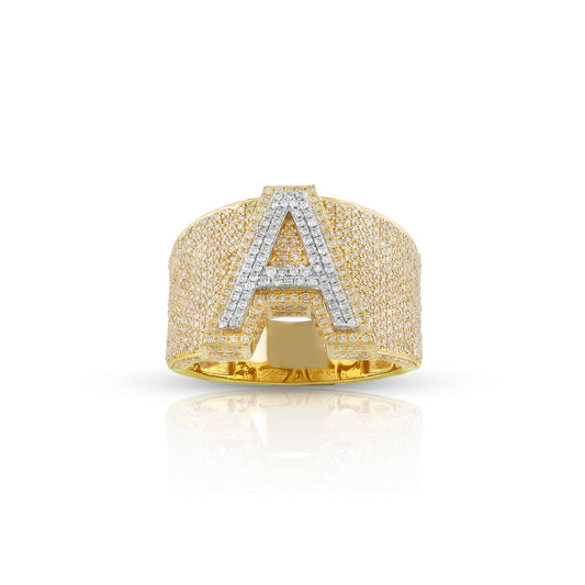 14KT Yellow Gold White Diamond Initial Ring By Truth Jewel
