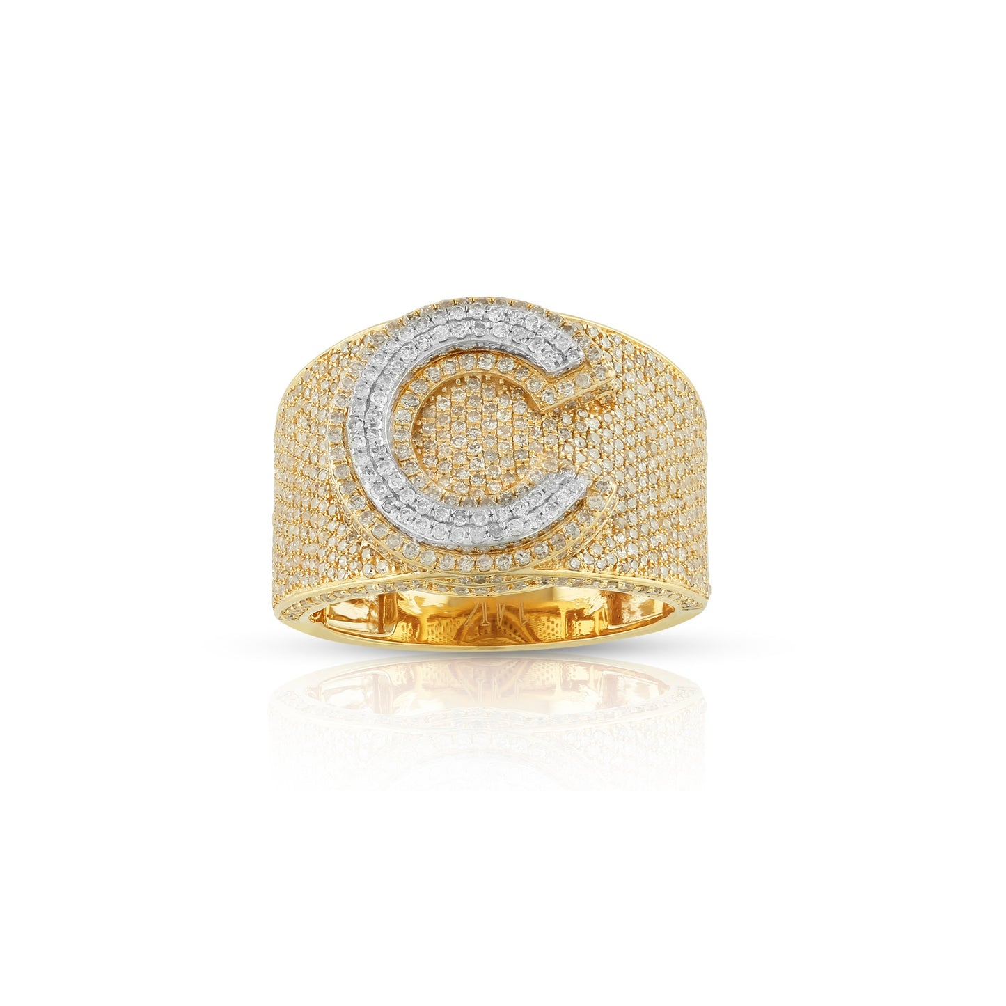 10KT Yellow Gold Round Diamond Initial Letter Ring