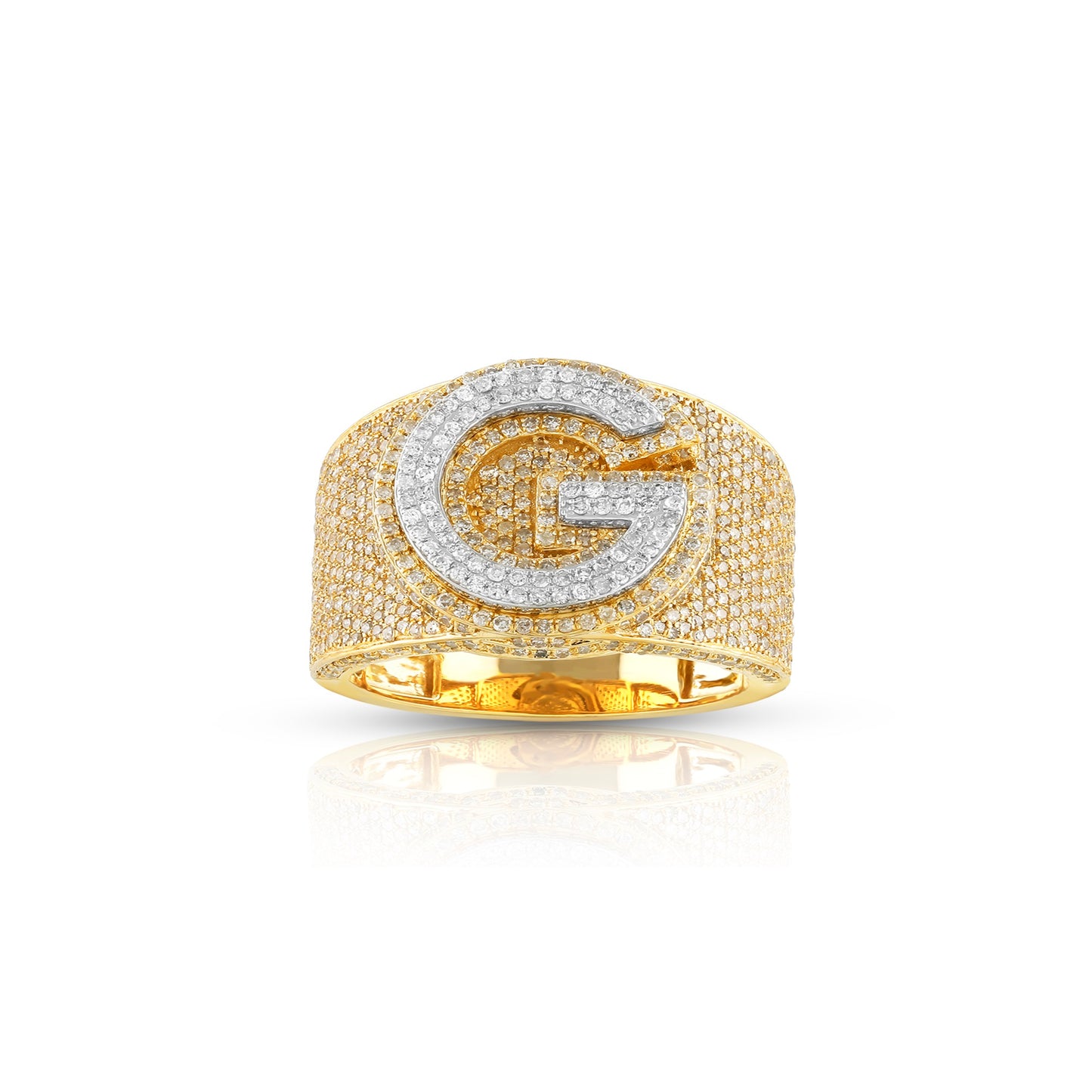 14KT Yellow Gold White Diamond Initial Ring By Truth Jewel