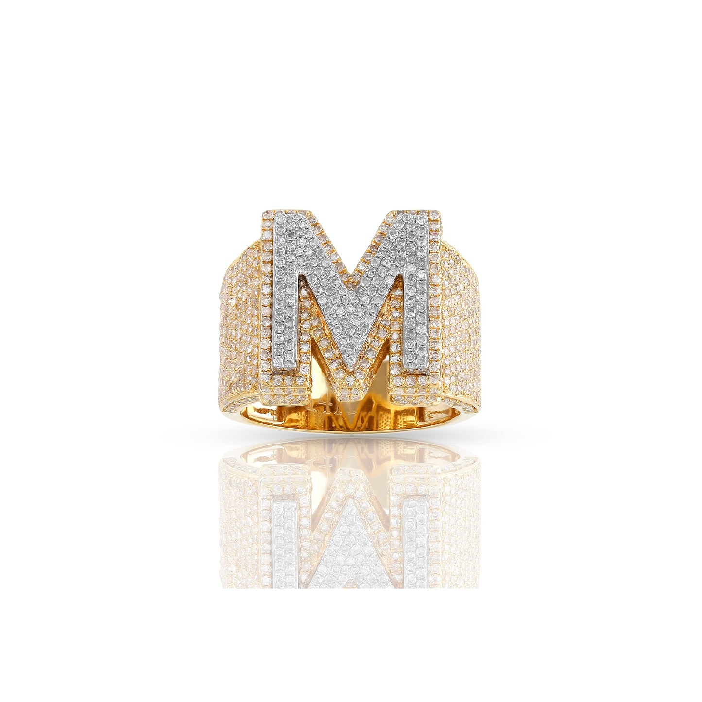 10KT Yellow Gold Round Diamond Initial Letter Ring