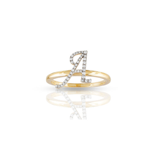 14K Yellow Gold Initial Letter Ring By Truth Jewel