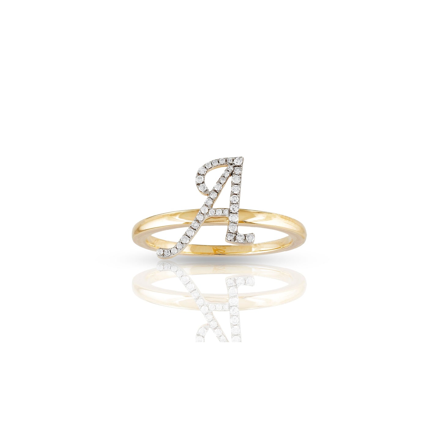 10K Yellow Gold Initial Letter Ring By Truth Jewel