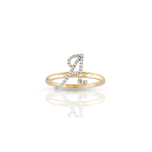 10K Yellow Gold Initial Letter Ring By Truth Jewel