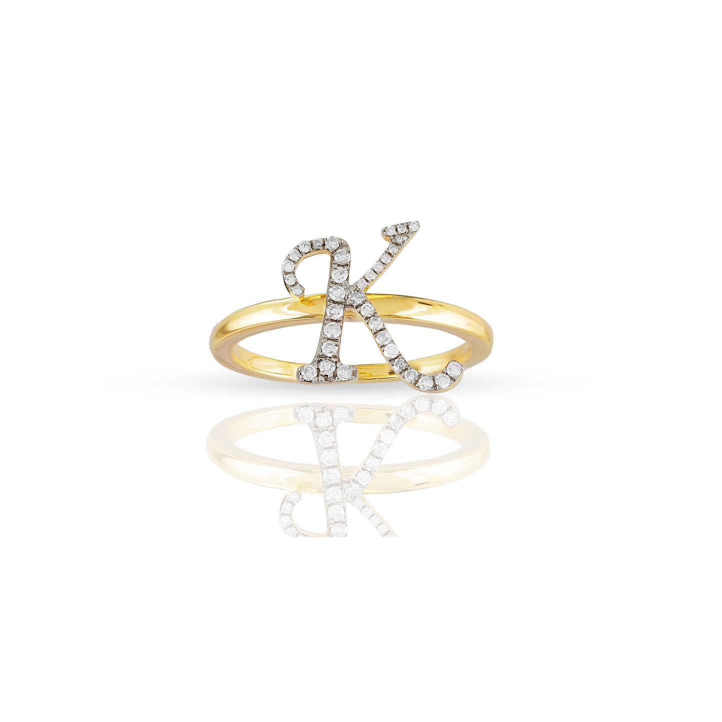 14K Yellow Gold Initial Letter Ring By Truth Jewel