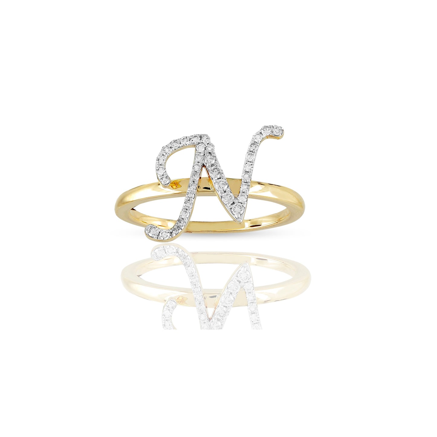 10K Yellow Gold Initial Letter Ring By Truth Jewel