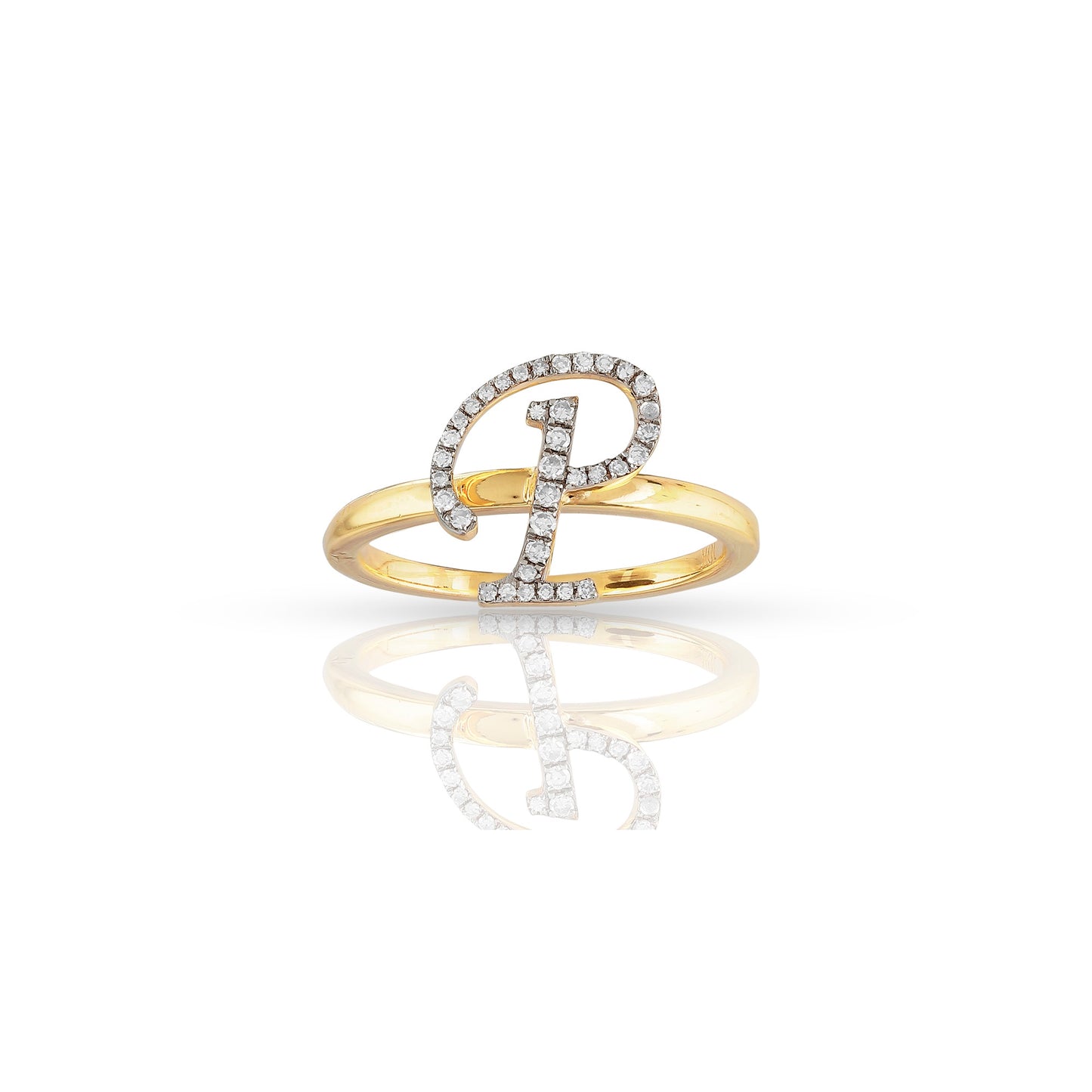 14K Yellow Gold Initial Letter Ring By Truth Jewel