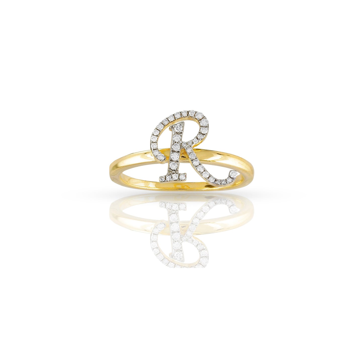 14K Yellow Gold Initial Letter Ring By Truth Jewel