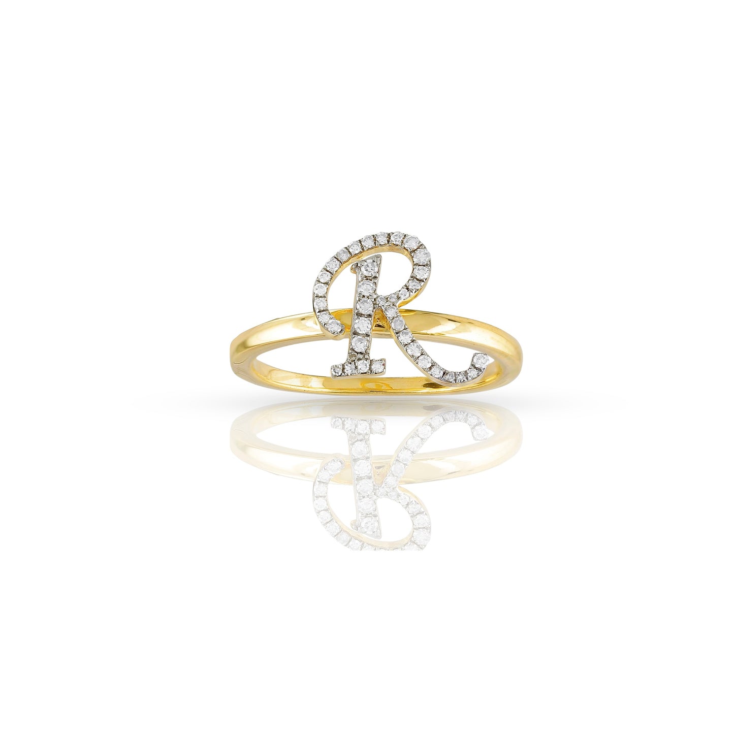10K Yellow Gold Initial Letter Ring By Truth Jewel