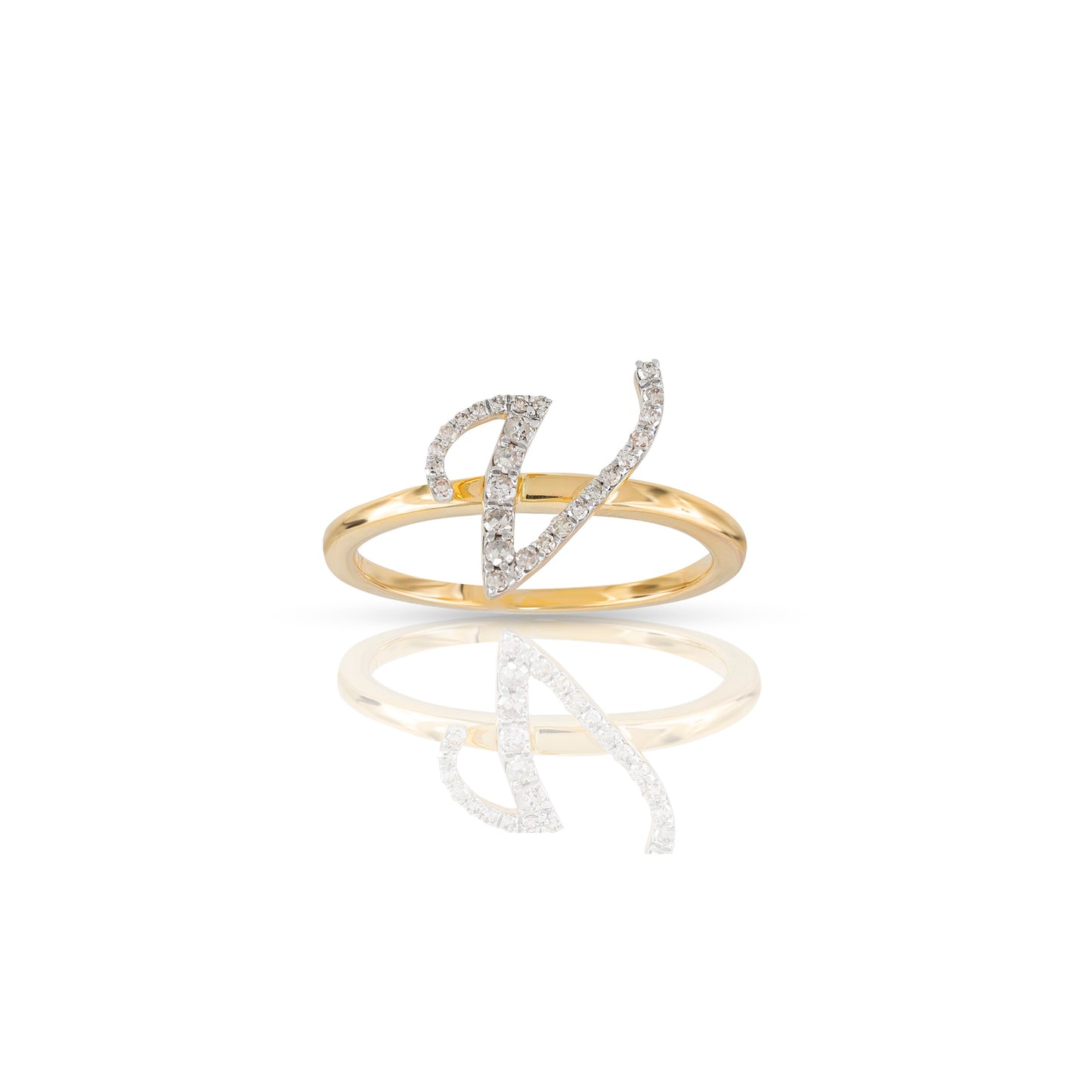 14K Yellow Gold Initial Letter Ring By Truth Jewel