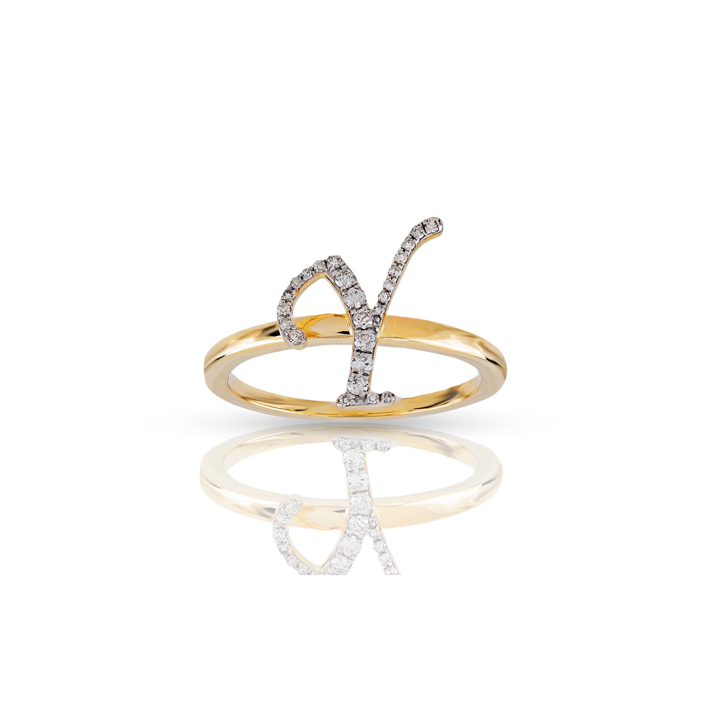 14K Yellow Gold Initial Letter Ring By Truth Jewel