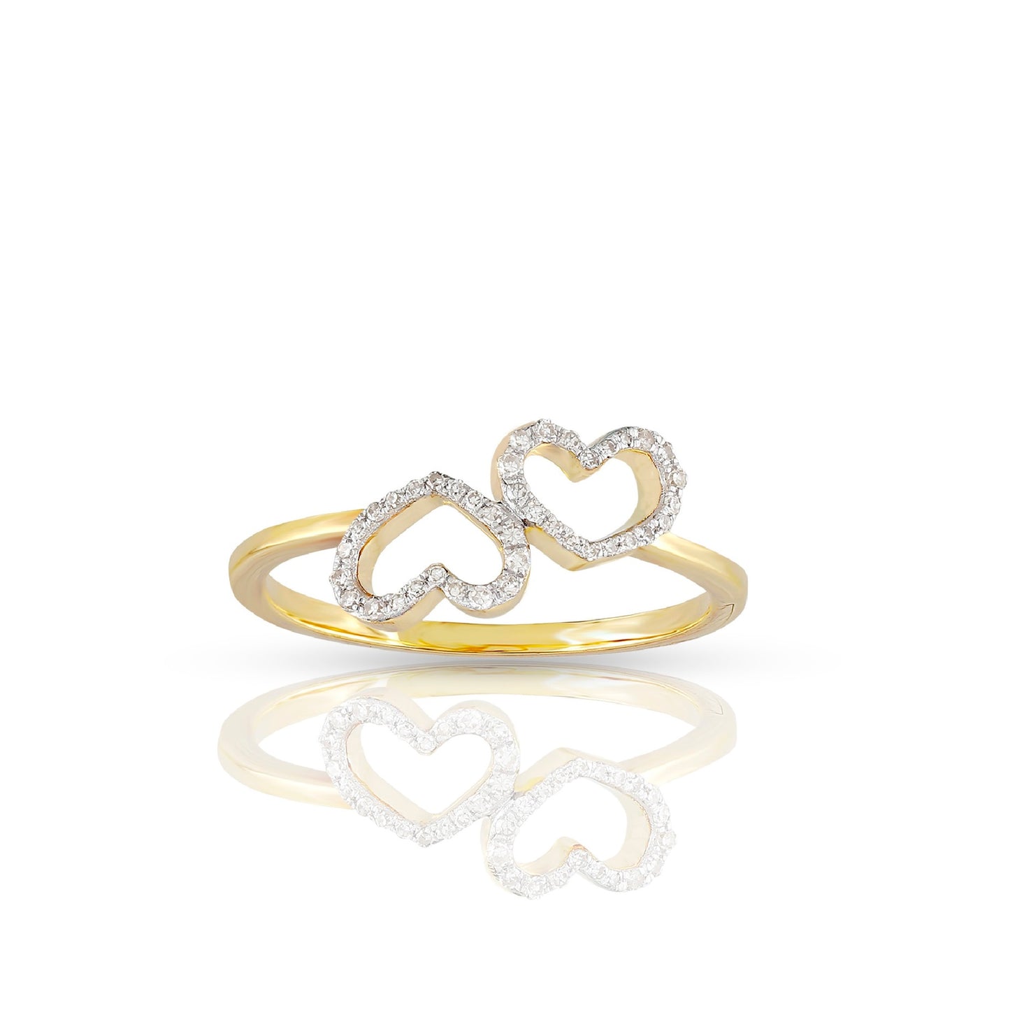 10KT Yellow Gold Minimal Double Heart Diamond Ring by Truth Jewel's