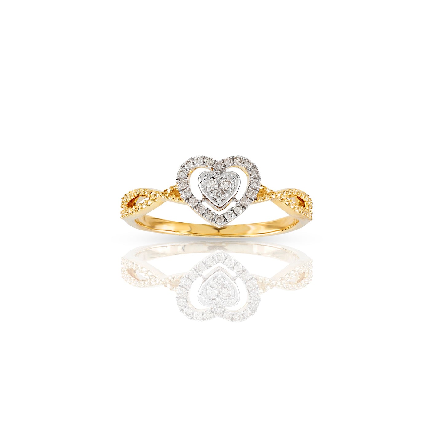 10K Yellow Gold Heart Diamond Ring By Truth Jewel