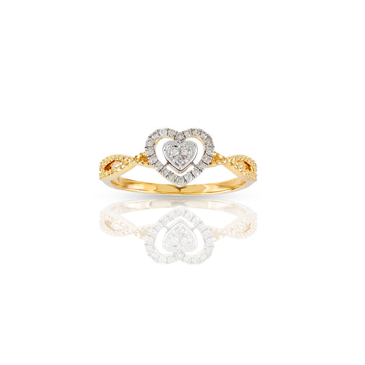 10K Yellow Gold Heart Diamond Ring By Truth Jewel