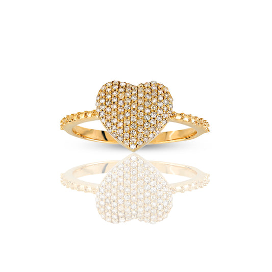 10K Yellow Gold Women's Heart Ring