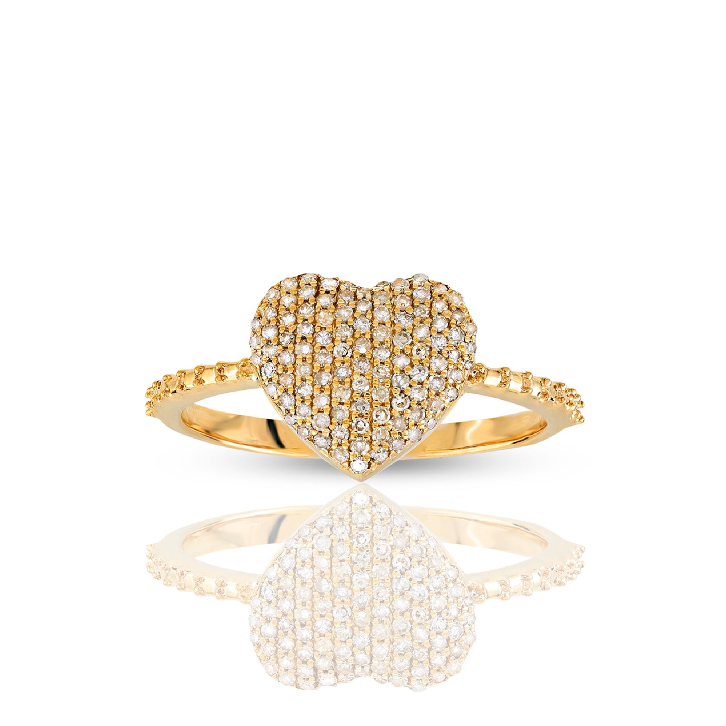 10KT Yellow Gold Sparkling Heart Statement Ring by Truth Jewel's