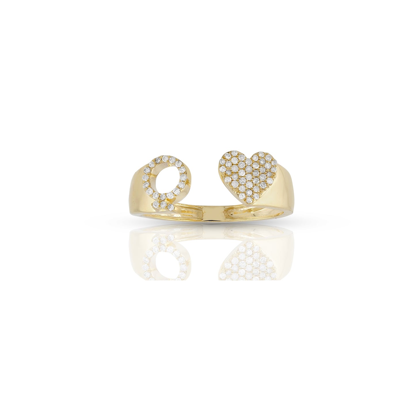 14KT Yellow Gold White Diamond Heart Initial Ring By Truth Jewel