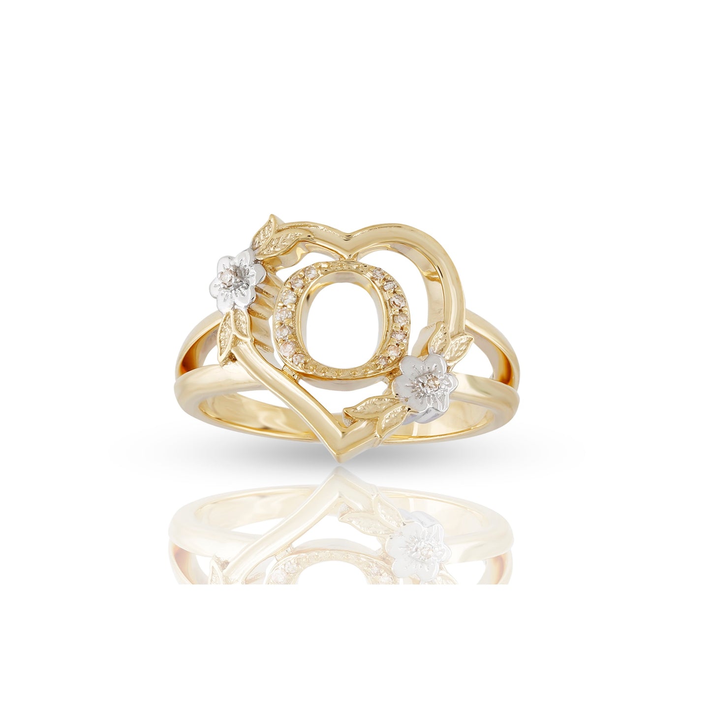 14KT Yellow Gold Heart Shape Initial Letter Ring By Truth Jewel