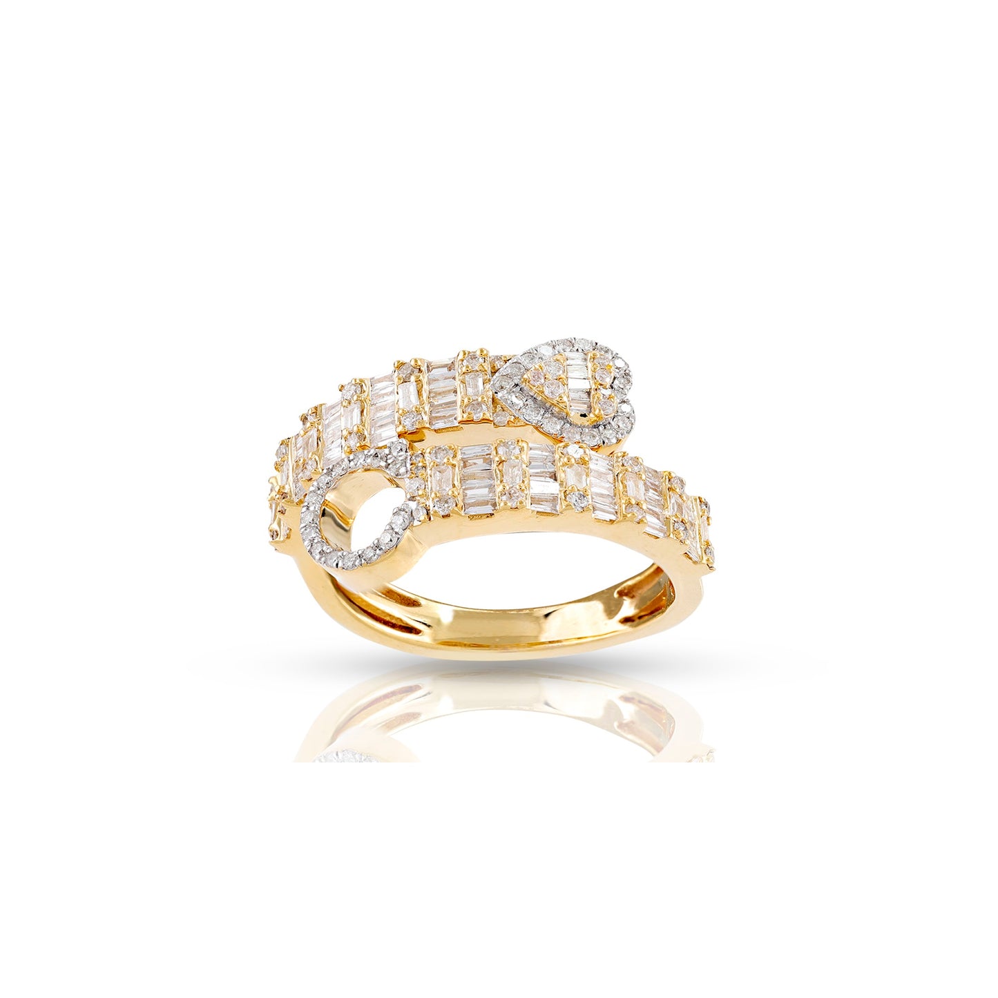 14KT Yellow Gold Baguette Diamond Heart Initial Rings By Truth Jewel