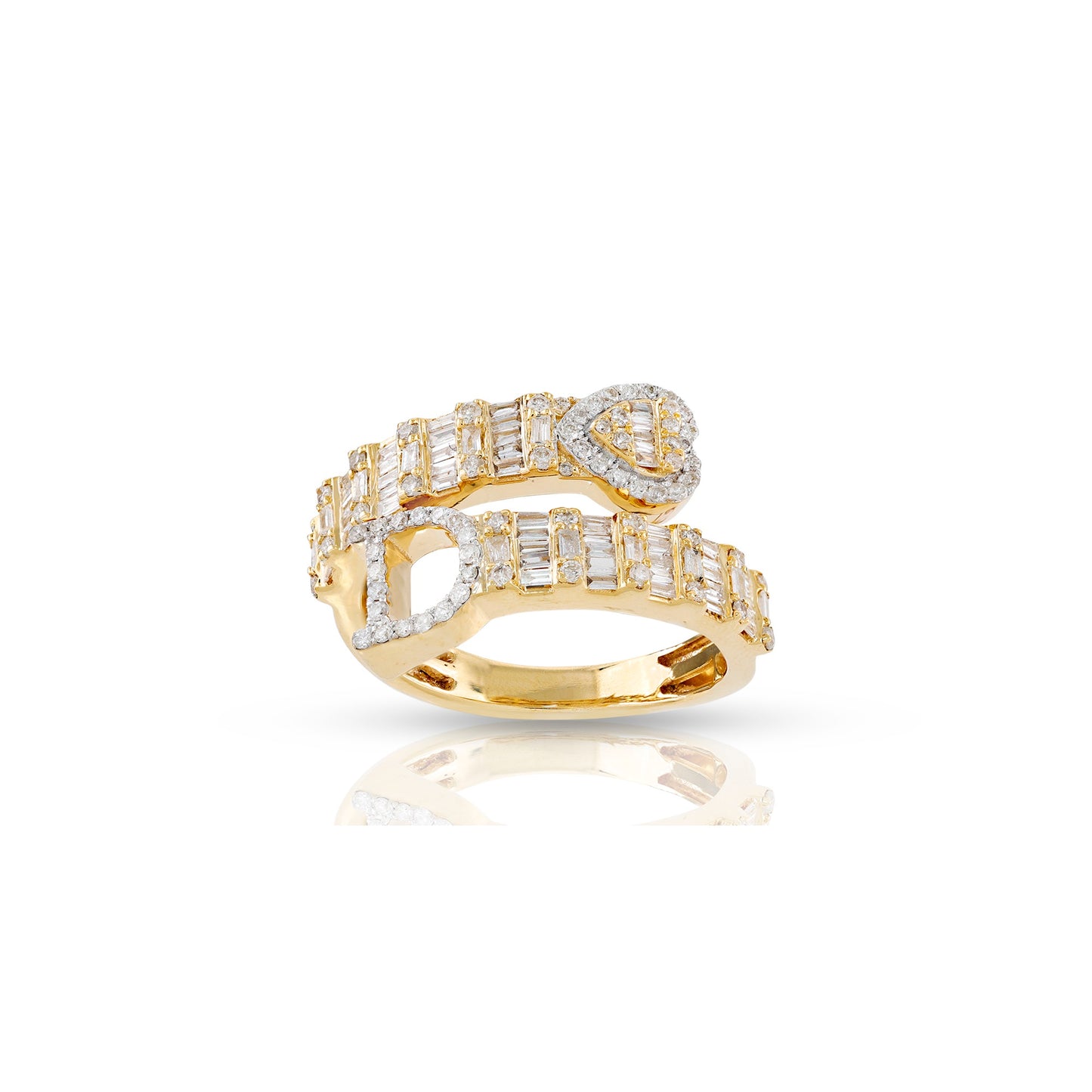 14KT Yellow Gold Baguette Diamond Heart Initial Rings By Truth Jewel