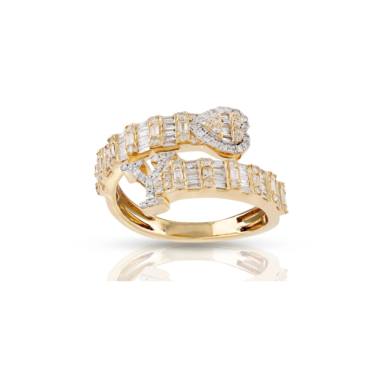 14KT Yellow Gold Baguette Diamond Heart Initial Rings By Truth Jewel
