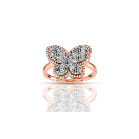 10k Rose Gold Diamond Butterfly Ring