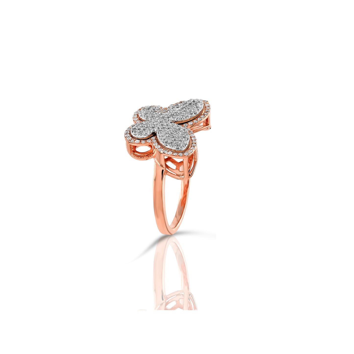 10k Rose Gold Diamond Butterfly Ring
