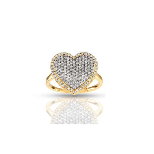 14K Yellow Gold Diamond Heart Ring