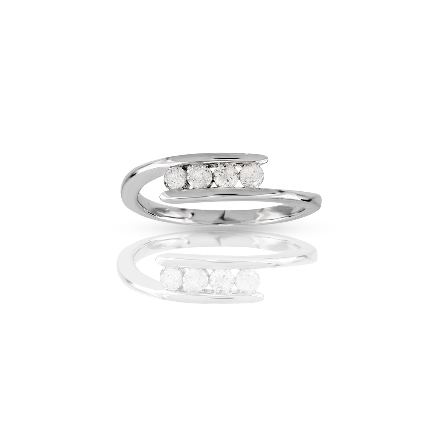 14K White Gold Four Stone Diamond Ring