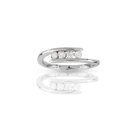 14K White Gold Four Stone Diamond Ring