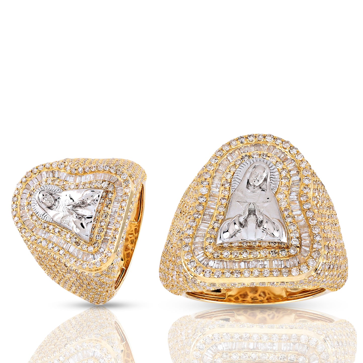 Jesus Diamond Halo Statement Ring in Yellow Gold By Truth Jewel