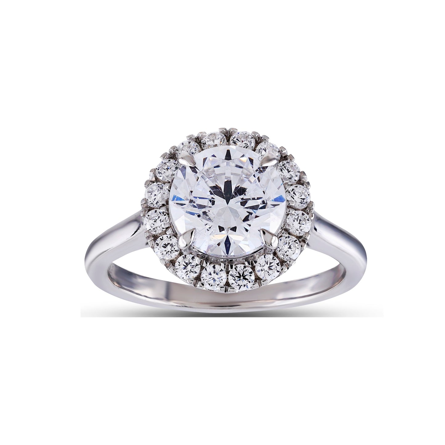 925 Silver Cz Round Diamond Halo Ring For Engagement