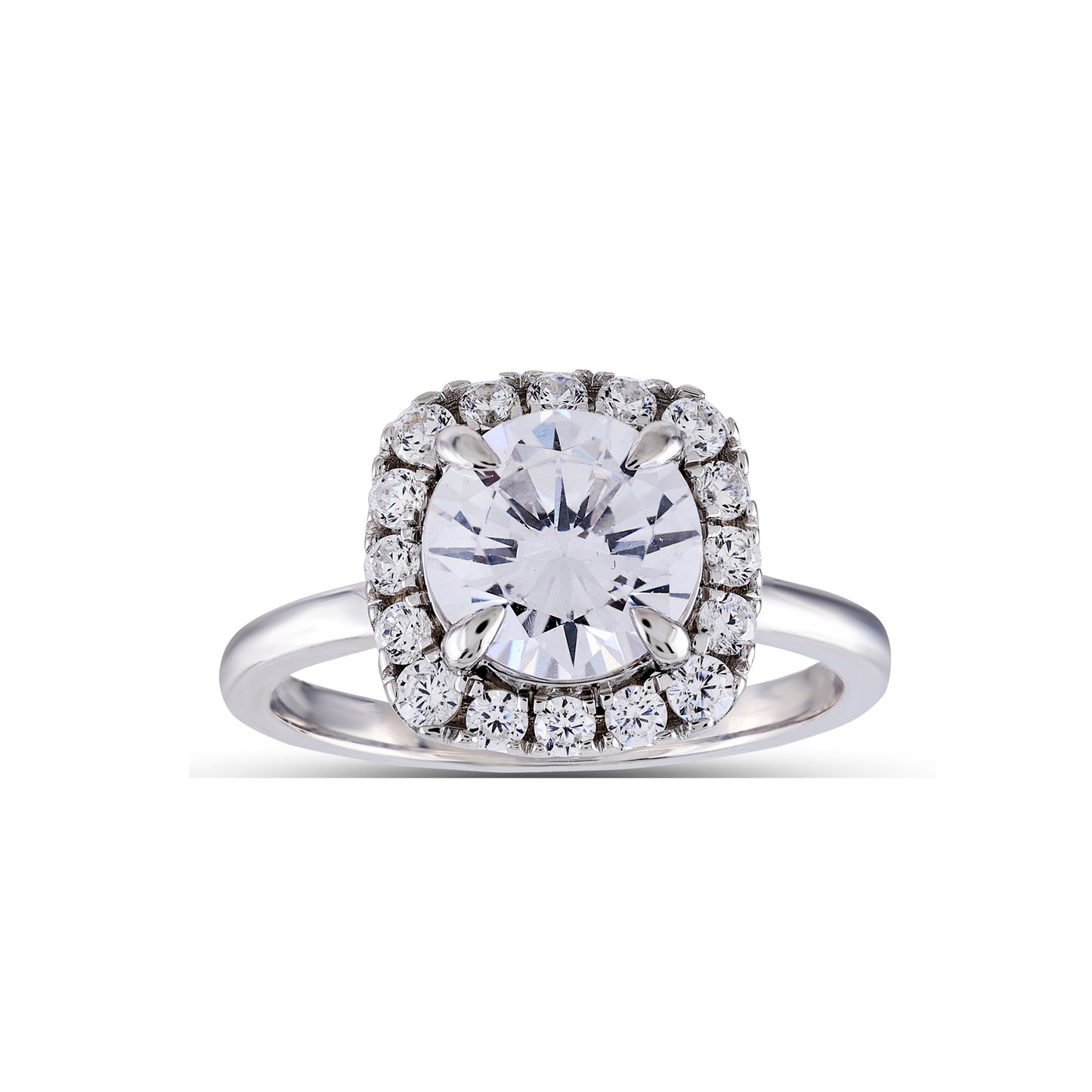 925 Silver Cz Diamond Halo Engagement Ring