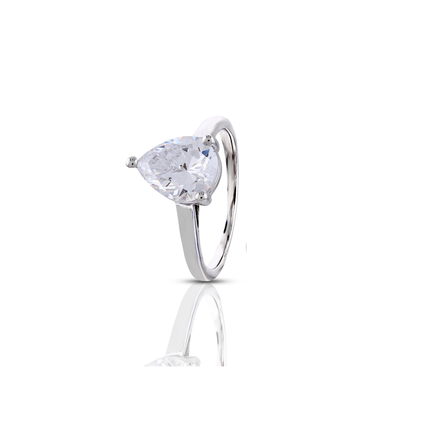 925 Silver Cz Pear Shape Diamond Ring 11.1 mm