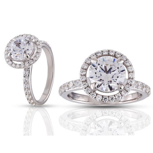 925 Silver CZ Round Diamond Engagement Ring