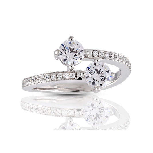 925 Silver CZ Round Diamond Ring