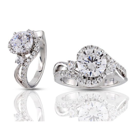 925 Silver CZ Round Diamond Engagement Ring