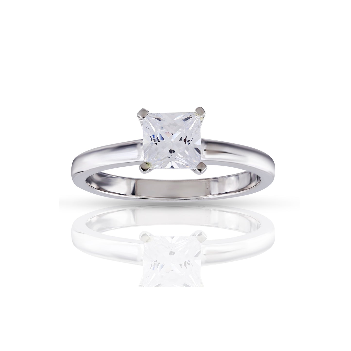 925 Silver Cz Princess cut Diamond Ring 5mm