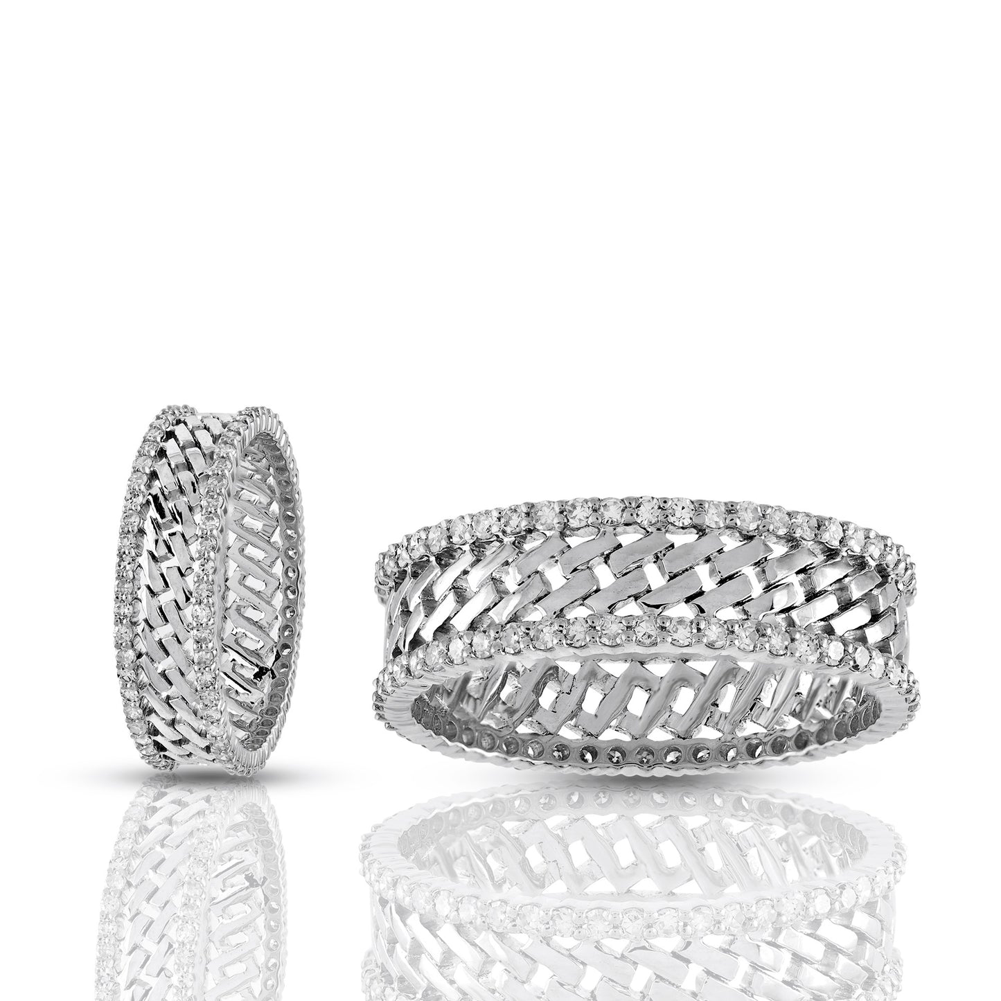 925 Silver Cz Diamond 5.9mm Men's Cuban Ring