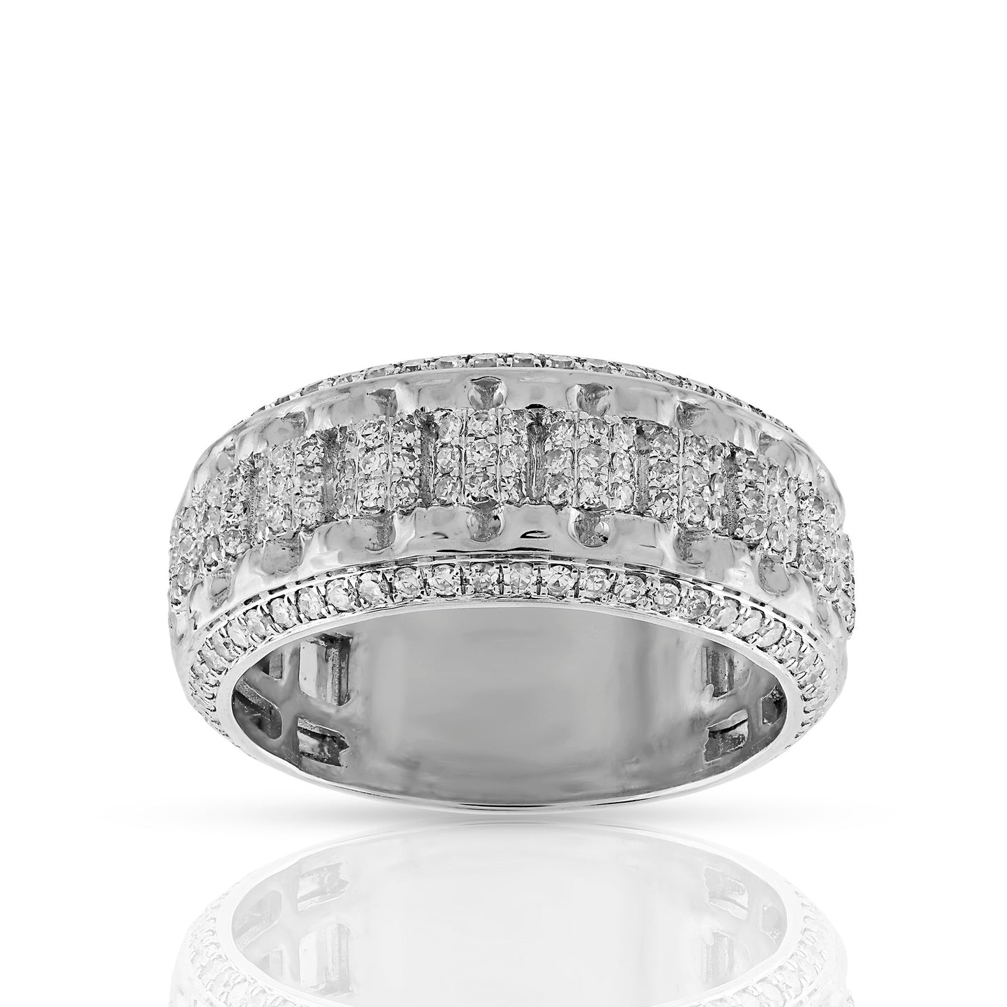925 Silver Cz Diamond 8.55 MM Band Ring For Men's