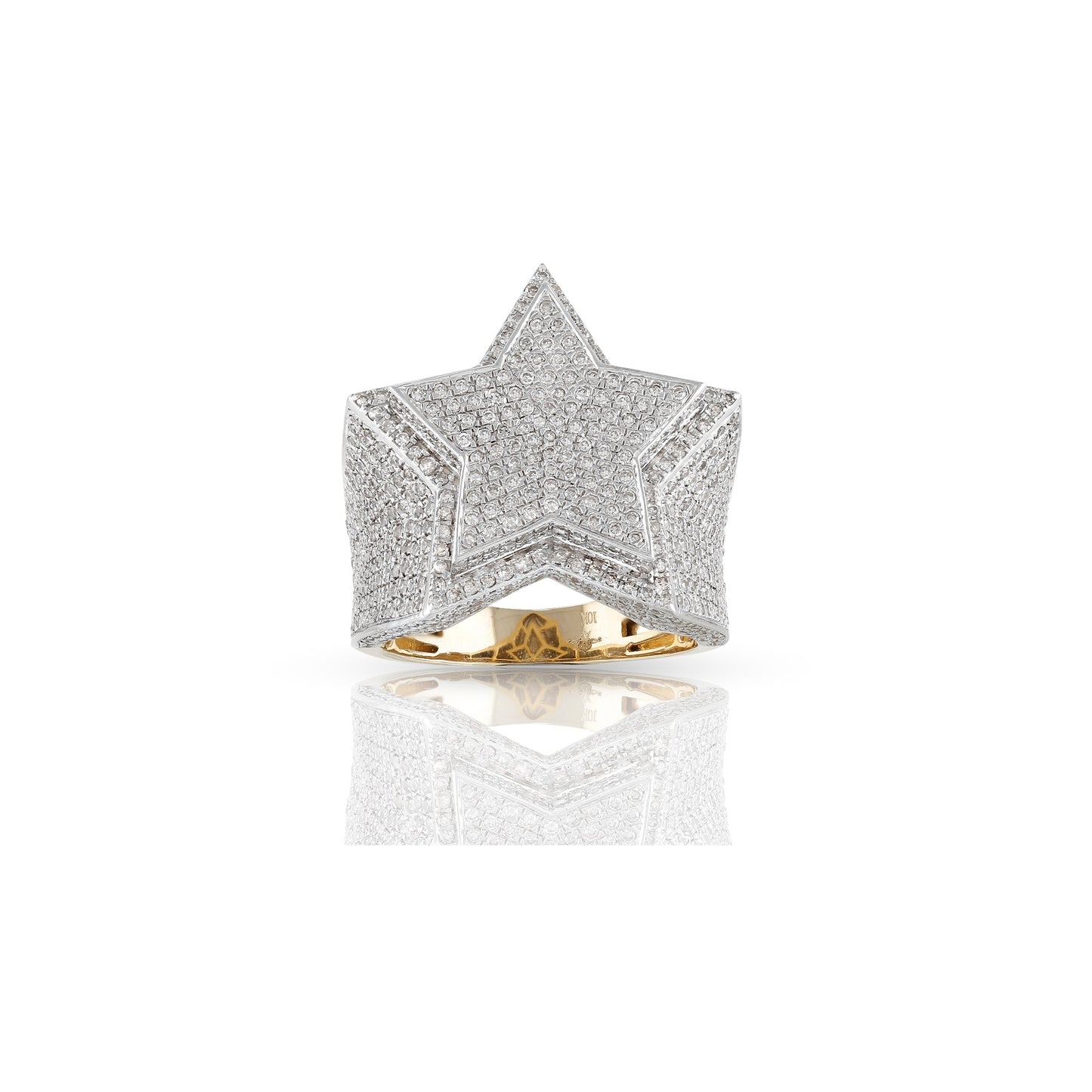 Yellow Gold White Diamond Star Ring By Truth Jewel