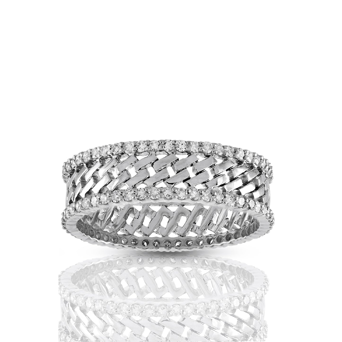 925 Silver Cz Diamond 5.9mm Men's Cuban Ring