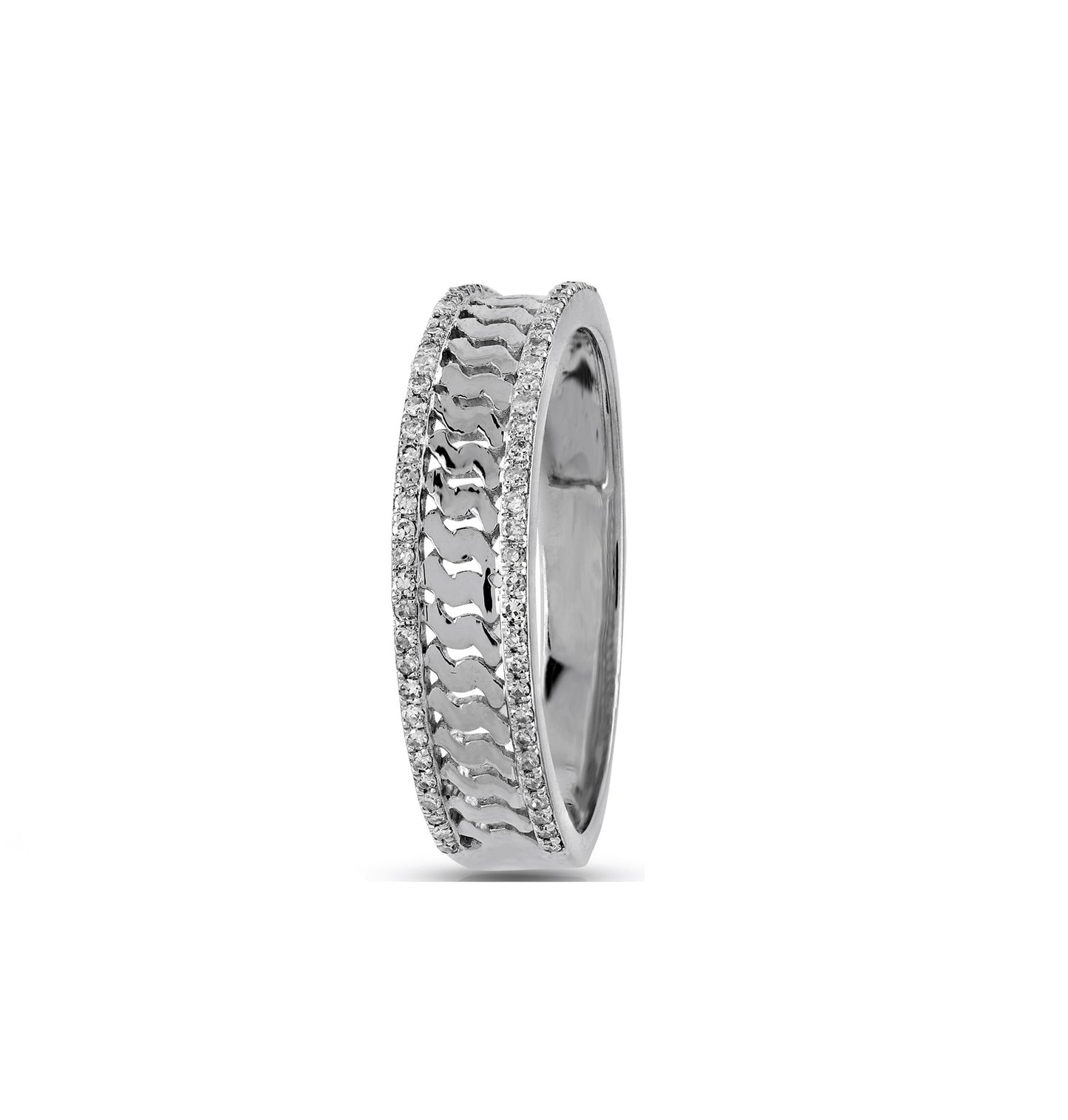 925 Silver Cz Diamond Cuban Band Ring For Men's