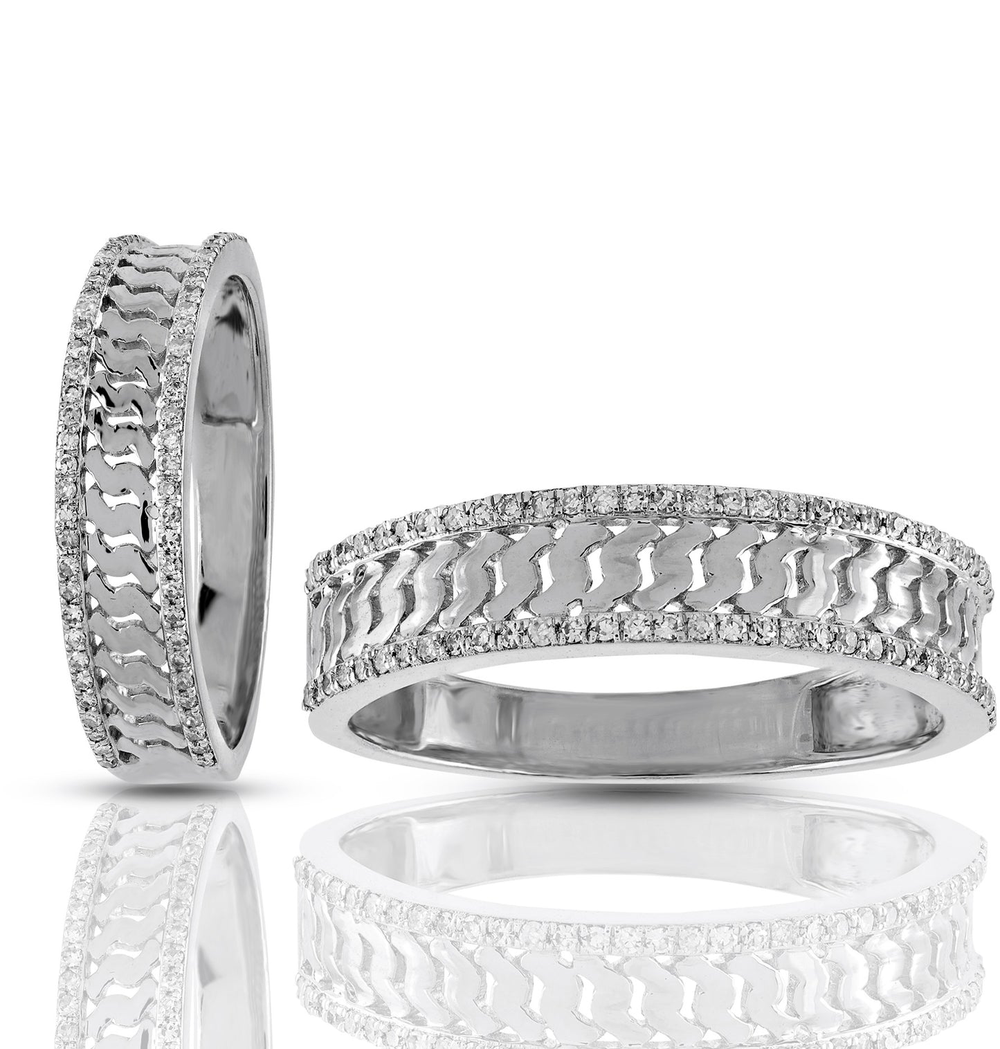 925 Silver Cz Diamond Cuban Band Ring For Men's