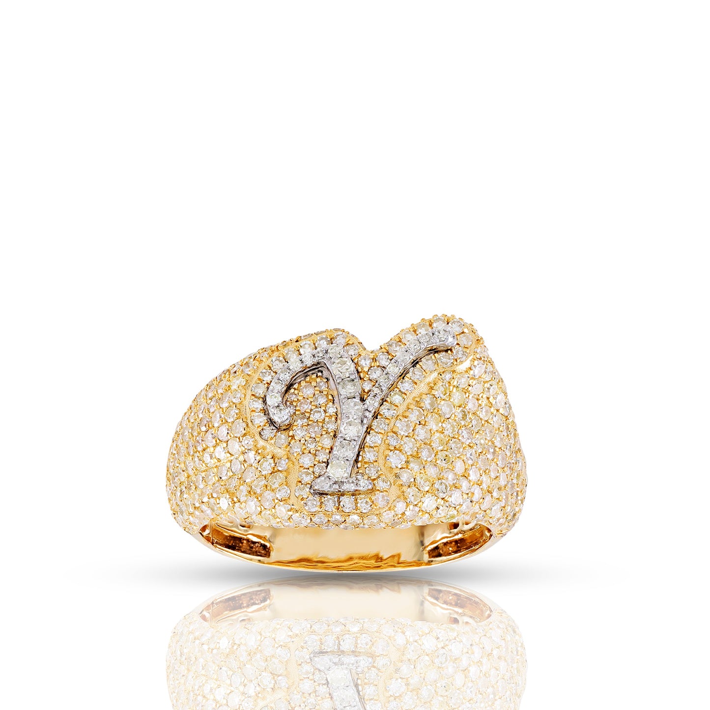 Initial Letter Statement Ring with Diamond Pave By Truth Jewel